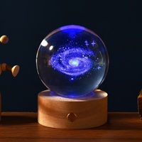 Boule de cristal gravée au laser 3D personnalisée de 80 mm, sphère en verre K9, lampe rechargeable, veilleuse LED en bois avec interrupteur tactile