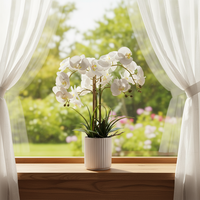 Dekorasi Bunga Anggrek Phalaenopsis Buatan Baru dari Flower World Cross-border untuk Rumah, Hotel, Lobi, dan Jendela, Bunga Buatan Tangan
