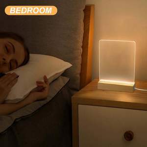 Enfant Vente en gros Cadeaux Décor Découpé Sculpter Graver Blanc Acrylique 3D Noël Veilleuse pour enfants Base en bois Base de lampe boule LED - Product Image 4