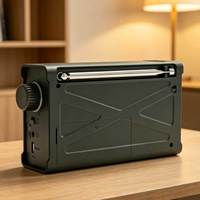 Radio Darurat Tenaga Surya dengan Pengisi Daya Engkol Tangan, Radio Cuaca AM FM Portabel untuk Perjalanan dan Berkemah, Power Bank USB dan Senter