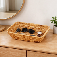Panier de rangement rectangulaire en rotin plastique polyvalent pour les collations, le pain, les articles de salle de bain et l'organisation de petits objets