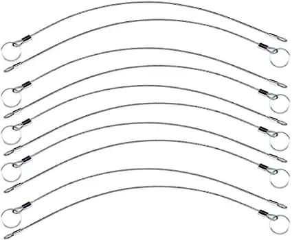 Thorn Loop Wire Rope Lanyard Cable Tether Stainless Steel with Split Rings Pack of 10
