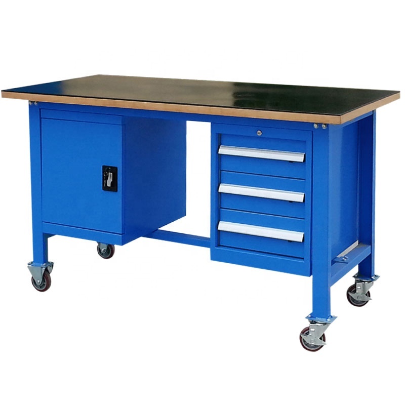 Woodworking Metal Movable Table with Drawers