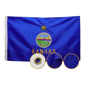 Bandera del estado de Kansas, EE. UU., de alta calidad, 3x5 pies, bordada y cosida, con cabecera de lona de nailon 210D de alta resistencia, ojales de latón, para todo tipo de clima. - Product Image 1