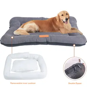 Diskon besar tempat tidur anjing mewah dapat dicuci mewah bantal hewan peliharaan deodoran Fuzzy hangat tempat tidur anjing kucing Corduroy