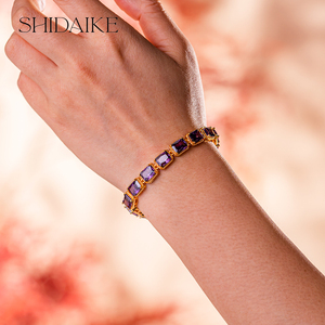 Shidaisheng thời trang của phụ nữ hợp thời trang mạ vàng Vòng đeo tay pha lê Zirconia Micro paved Zircon vật liệu đồng thau Quà - Product Image 4