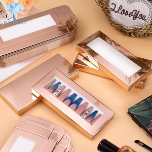 Wholesale Custom Private Label Glitter Rose Gold Glitter Pink Nails and False Eyelash Box Packaging - Product Image 4