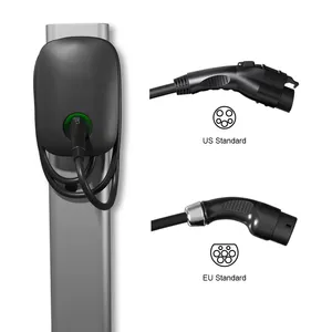 앱 제어 가정용 벽걸이 형 2 휴대용 EV 충전 스테이션 유형 1 AC 7kW 11kW 22kW 고속 자동차 EV 전기 자동차 충전기
