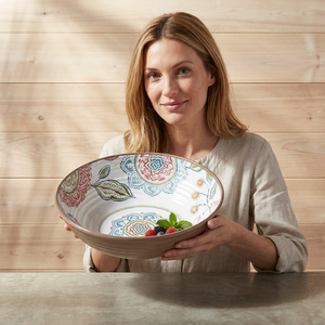 Bol de service en bois élégant et de qualité supérieure pour les fêtes, design moderne et luxueux, imprimé émail multicolore, fait main, écologique et durable - Product Image 1