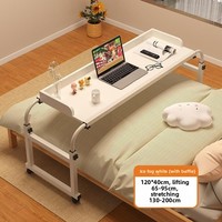 Table de lit roulante multifonctionnelle en bois, réglable en hauteur et extensible, pour ordinateur portable, idéale pour le bureau à domicile, la chambre ou comme table paresseuse