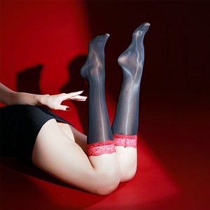 Silky Lace Trimmed 5D Ultra Thin Transparent Mid Calf Stockings For Women Four Seasons Wear - Product Image 3