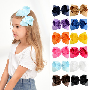 Jiamu americano y europeo Venta caliente Color caramelo 8 pulgadas cinta lazo pinzas para el cabello accesorios para niñas niños - Product Image 1