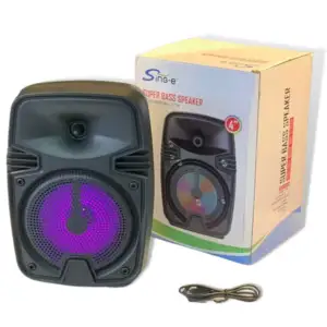 ZQS1461 Speaker Mini LED warna-warni, Speaker Aktif luar ruangan nirkabel portabel BT sistem Audio suara PA TF Woofer TWS dengan Radio FM