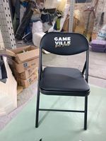 Chaise d'étude de réunion de formation pliante en cuir pu métal noir
