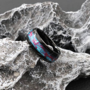 POYA 8MM intarsio nero a cupola in acciaio al tungsteno blu rosso deriva sabbia <span class=keywords><strong>marito</strong></span> <span class=keywords><strong>e</strong></span> <span class=keywords><strong>moglie</strong></span> coppie amici regali di anniversario per le vacanze - Product Image 2