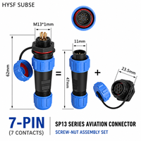 HYSF SUBSEA SP13 7 Pin Konektor Penerbangan Tahan Air Steker Pria Soket Panel Wanita dengan Tutup untuk Peralatan Luar Ruangan Kelautan