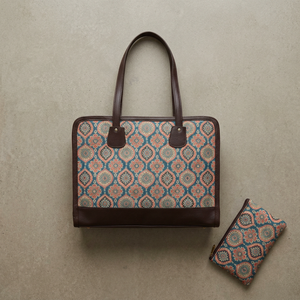 Custom Luxury Vintage Executive <b>Laptop</b> Tote <b>Bag</b> Jaipur Jacquard Woven Print Zipper Office Handbag Pouch Travel Women Briefcase - Product Image 4