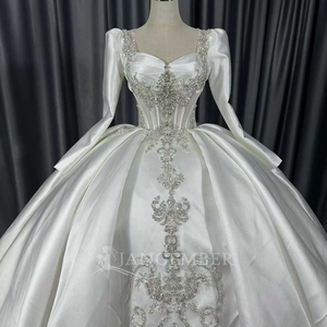 Lscm79 Satin <b>Wedding</b> Dress New Style Bridal French Luxury Trailing Main Yarn Fugitive Princess Jancember - Product Image 3