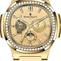 Montre mécanique automatique squelette de luxe unisexe avec lunette sertie de diamants, phases de lune, multifonction, en acier inoxydable, étanche 5 ATM