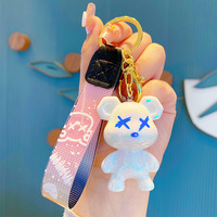Vente en gros Porte-clés magnétique ours en résine créatif Porte-clés pendentif ours en cuir PU de couleurs Sac à main Ornement Porte-clés cadeau