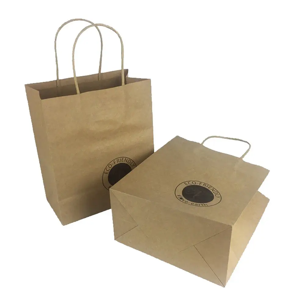 スナックランチサンドイッチペストリー用の耐久性のある茶色の紙袋ポップコーン食料品バルククラフト紙袋