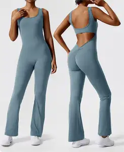 ผู้หญิงSlim-Fitโยคะและเต้นรําOne-Piece Jumpsuitแห้งเร็วBreathableพร้อมยกสะโพกรูปแบบPlusขนาดกีฬาJumpsuit