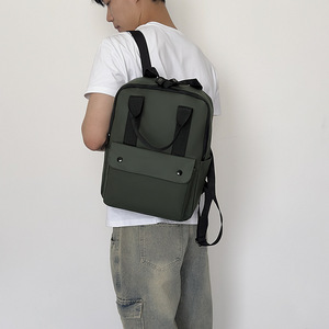 Simple Stylish <b>Backpack</b> For Men Women 14 Inch Laptop Bag Neutral Gender Solid Color Everyday Use Green Gray Black - Product Image 2