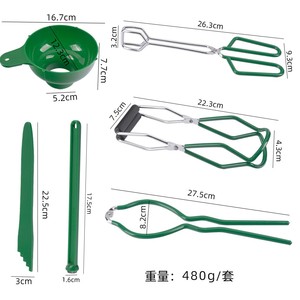 Conjunto de Ferramentas Multifuncional para Conservas, Kit de 6 Peças com Pinça Metálica para Levantar Frascos, Funil de Conservas Barato, Pinça para Frascos - Product Image 2