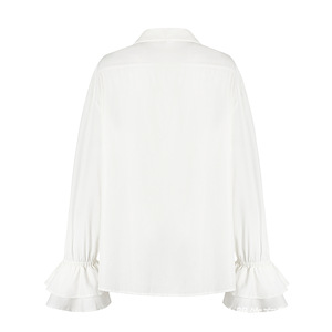 Chemise ample à lacets de couleur unie pour homme, style médiéval, pour spectacle scénique, couleur blanche - Product Image 2