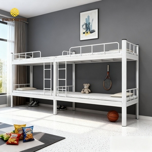 Lit superposé en métal blanc robuste et moderne pour 4 personnes, idéal pour les dortoirs scolaires, les hôtels, les hôpitaux, les appartements, pour garçons et filles, directement de l'usine - Product Image 2