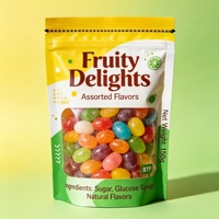 MOQ 100 stuks, voedselveilige, op maat bedrukte, gegalvaniseerde, hersluitbare zipzakken voor verpakkingen van regenboog fruit snoep.