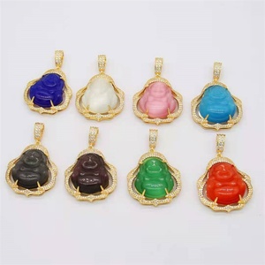 Ready to Ship Hiphop Maitreya Buddha 18k Gold Plated Jade Necklace <b>Iced</b> <b>Out</b> Jewelry - Product Image 1