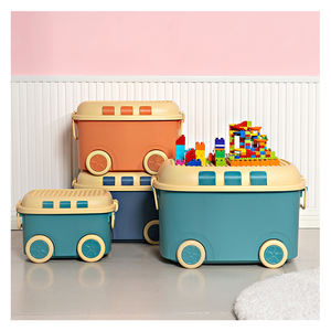 Boîte de rangement pour enfants <span class=keywords><strong>en</strong></span> forme mignonne, <span class=keywords><strong>coffre</strong></span> de rangement pour jouets et livres, conteneur de rangement <span class=keywords><strong>en</strong></span> <span class=keywords><strong>plastique</strong></span> de dessin animé avec roulettes pour les jouets des enfants - Product Image 2