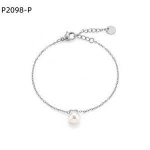 Amy Amy Pearl <b>Bracelet</b> 925 Silver Faux Pearl Round White Minimalist Chain Link Women's Everyday Wear - Product Image 1