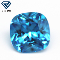 Coussin topaze bleu/bleu aqua de qualité 5A, 3x3-12x12mm, zircone cubique, pierre précieuse en vrac, coussin synthétique, coupe princesse, pierre de zircon CZ