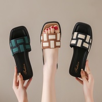 Nouveaux Styles pour Femmes Mode Été Pantoufles Plates en PVC Sandales Antidérapantes à Semelle Souple Confortables pour Femmes