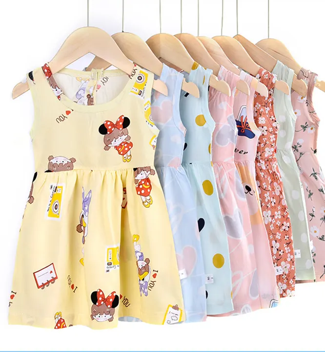 2024 Cheap Sublimation Summer 2 To 12 Children'S Clothing Dress Kids Toddler Baby Clothes For Girls Dresses Cute Baby Dress