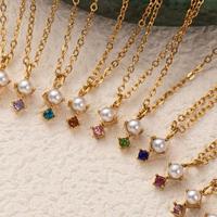 Collier Easywin en acier inoxydable plaqué or, chaîne inaltérable avec pendentif zircon et perle, accessoires pour femme, haute résistance de la couleur