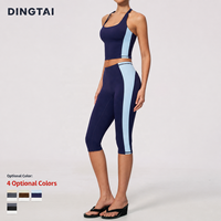 Ensemble de yoga 2 pièces Dingtai pour femme grande taille, débardeur sans manches effet push-up et short mi-long, léger, séchage rapide, en nylon et élasthanne