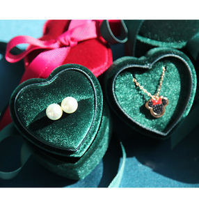 Velvet Jewelry Packaging <b>Boxes</b> Valentine's Day <b>Rings</b> Necklace Pendant Gift Jewelry Box With Ribbon Custom Logo - Product Image 5