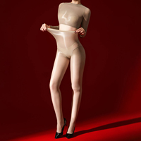 Combinaison collante ultra-fine 5D, lingerie intégrale, romantique et coquette, entrejambe ouvert, effet brillant et sexy, bas en matière huileuse