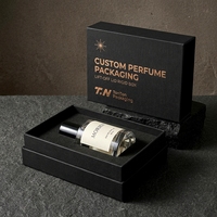 Boîte à parfum rigide noire haut de gamme en deux parties avec couvercle amovible, boîte de présentation fermée pour emballage de parfum personnalisé