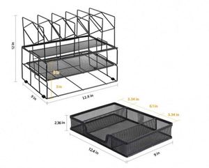 Office Home Desk <b>Organizers</b> and Accessories Storage with Letter Tray and 5 Upright <b>File</b> Folder Holders Desktop <b>File</b> <b>Organizer</b> - Product Image 5