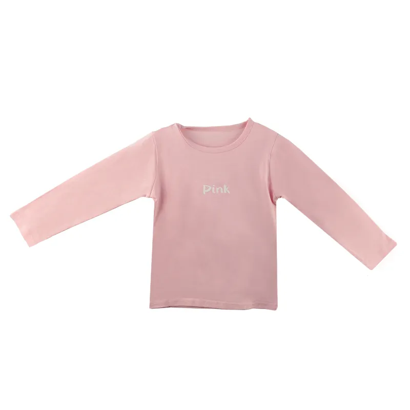 Camiseta informal con estampado de letras para niños, ropa rosa de manga larga para bebés