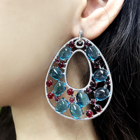 Luxus Zirkon Schmuck Set Mix Paraiba rot Rubin Stein Halskette und Ohrringe Schmuck Set