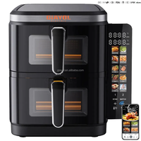 Nouveau luxe intelligent contrôle numérique Double pile en acier inoxydable Air friteuse four grande capacité 12L multi-fonction électrique