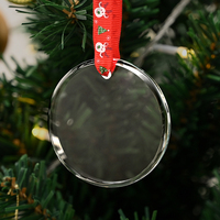 Ornements de Noël en gros pendentif en verre personnalisé clair Sublimation cristal blanc artisanat ornements d'arbre de Noël