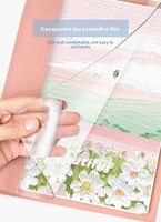 Carnet à feuilles mobiles inspiré de la peinture à l'huile, couverture transparente en similicuir, format B5, 100 feuilles épaissies, pour étudiant