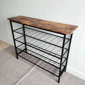 Banc à chaussures noir, étagère à chaussures moderne en bois à 4 niveaux, organisateur de rangement - Product Image 4