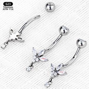 Piercing de nombril en titane motif papillon 10mm G23 ASTM F136 à filetage interne - Product Image 2